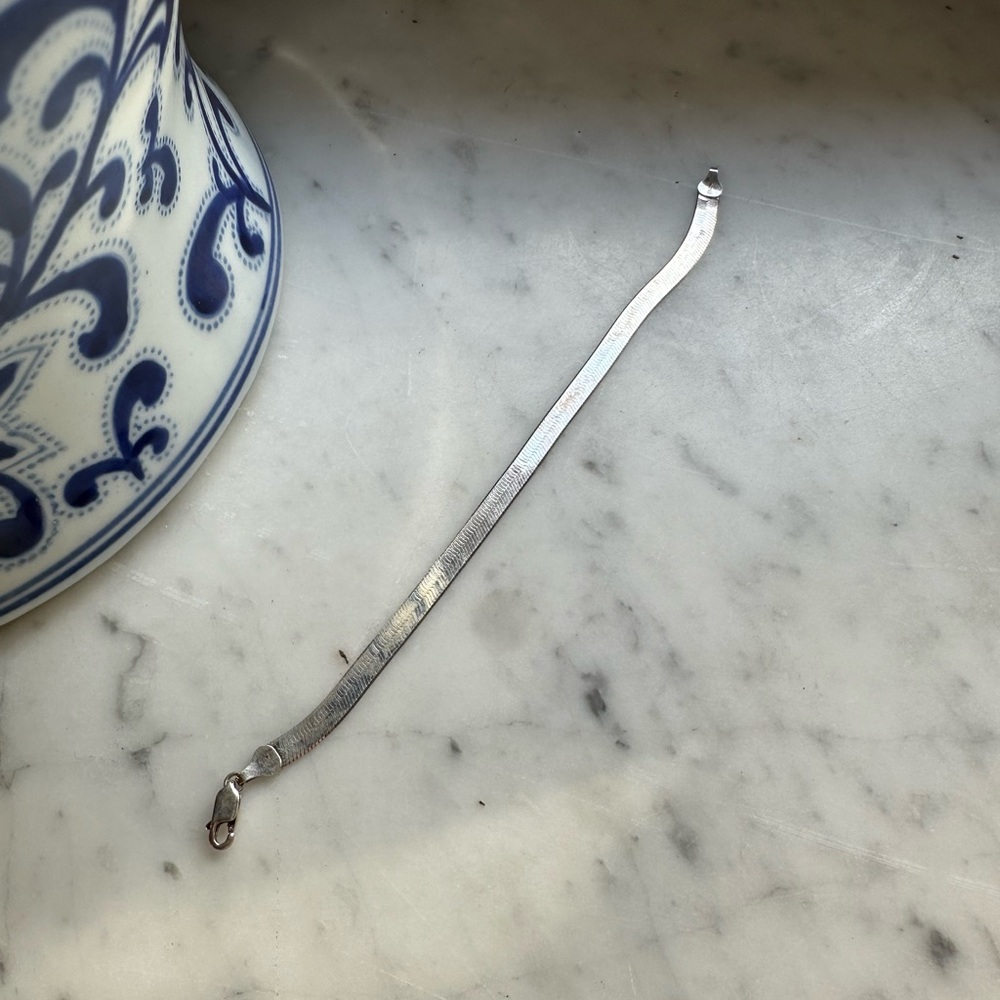 Silver bracelet, herringbone chain